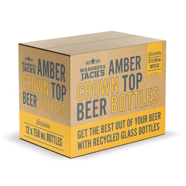 Glass Bottle Amber Crown Top 12pk 750mL